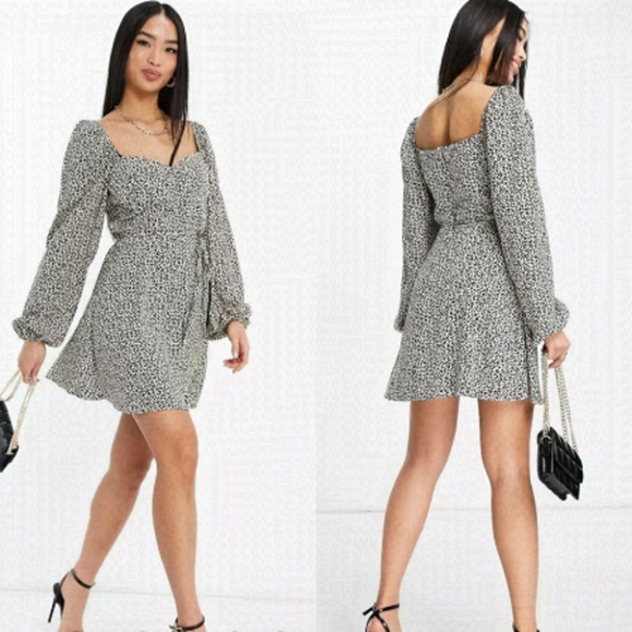 ASOS Dresses & Skirts - ASOS animal print milkmaid mini dress  size 12